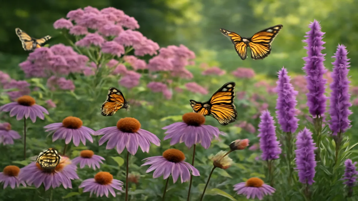 Monarch butterfly on milkweed additional view